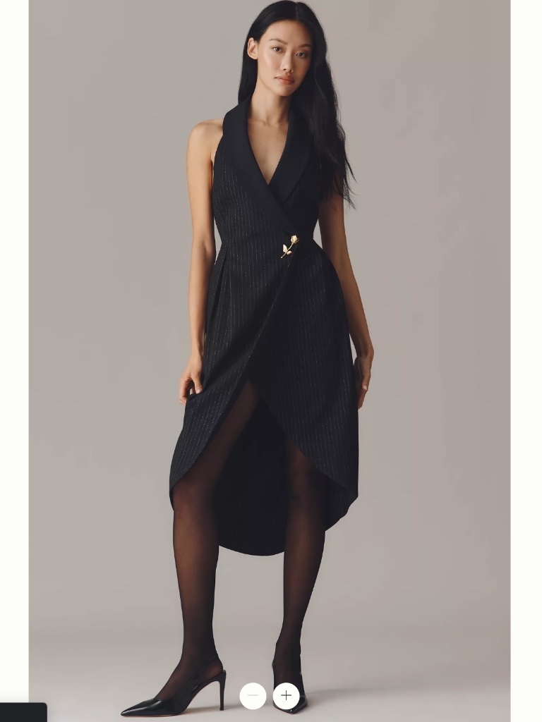 By Anthropologie Halter Tuxedo Stripe Midi Dress